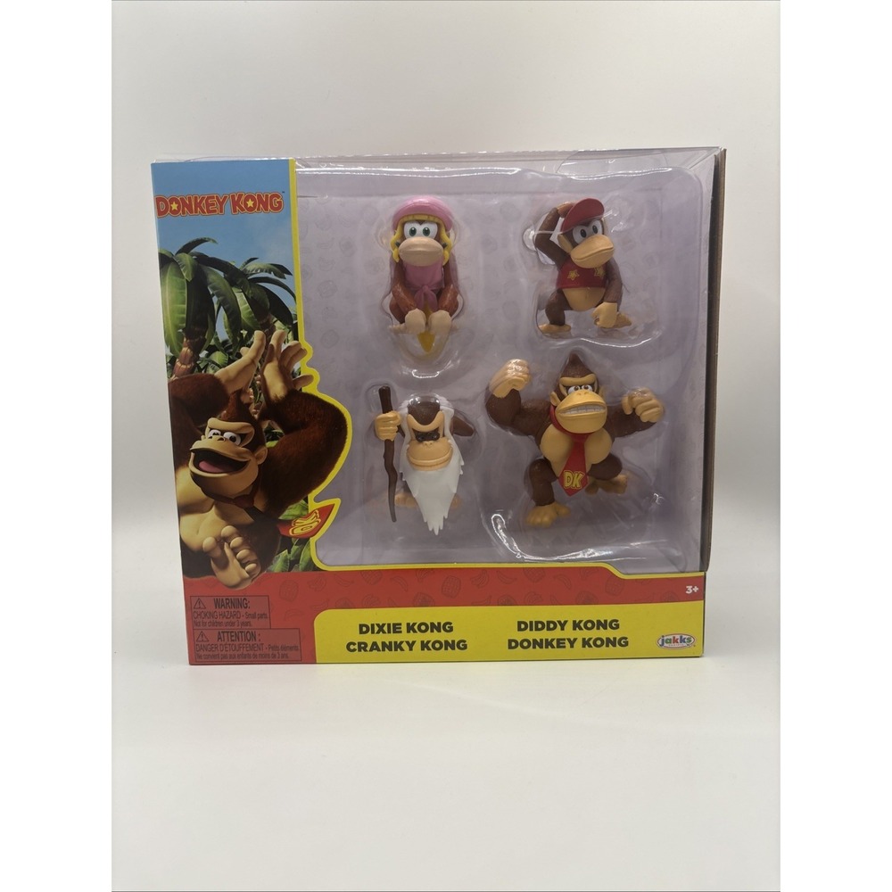 Jakks Nintendo Donkey Kong 2 1/2'' Figure 4pk Toy Set Diddy Cranky Dixie Lot